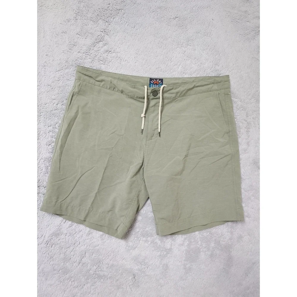 Faherty All Day Shorts Mens 38 Hybrid Drawstring Sage Green Outdoor Pockets